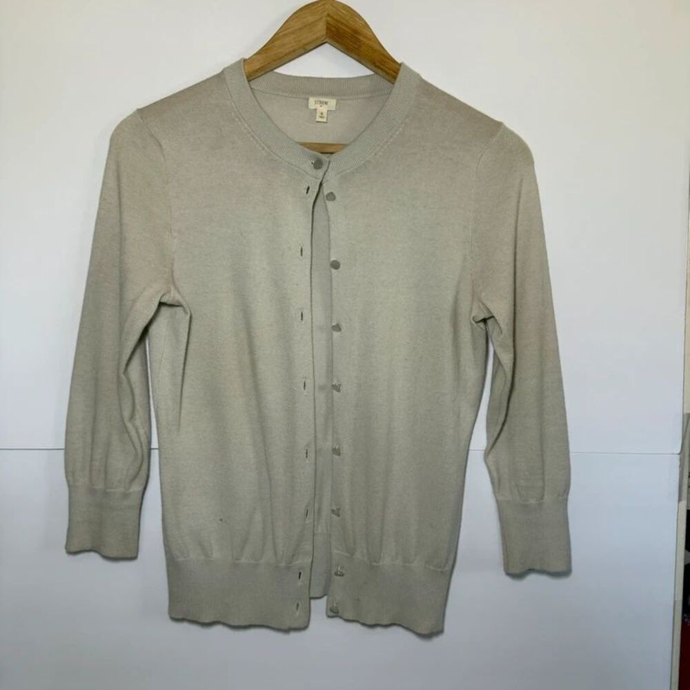 J.Crew Cream 100% Cotton Lightweight Cardigan Sweater Small
